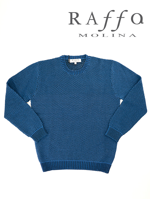 Raffa Molina/ラッファ モリーナ　サマーニット/コットン/クルーネック　rfa440601-ブルー