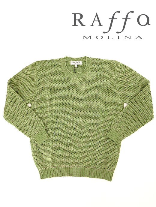 Raffa Molina/ラッファ モリーナ　サマーニット/コットン/クルーネック　rfa440602-ライトグリーン