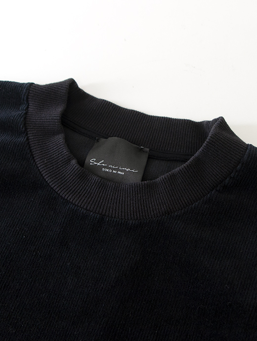 SOKO NI INAI　クルーネックスウェット/ストレッチコーディロイ　sni502202-ブラック