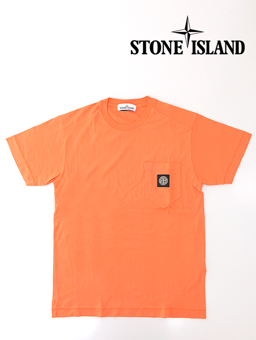 STONE ISLAND/ストーンアイランド　ポケットTシャツ/半袖カットソー　sti400612-コーラルオレンジ