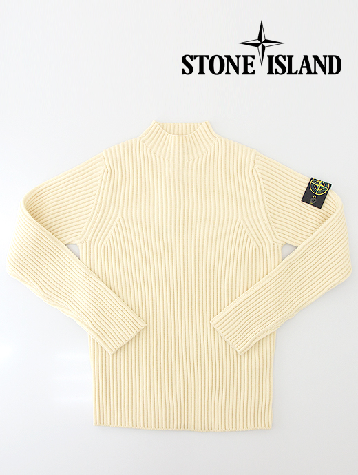 STONE ISLAND/ストーンアイランド　モックネックニット/ラムウール　sti401401-オフホワイト