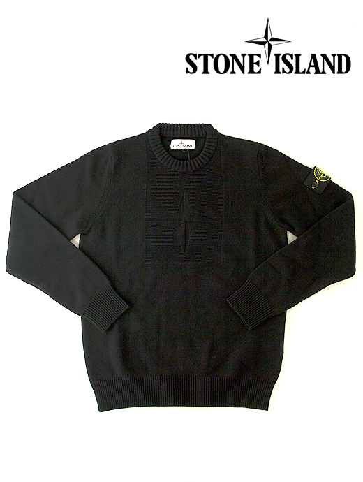 STONE ISLAND/ストーンアイランド　クルーネックニット/ウールコットンナイロン　sti421203-ブラック