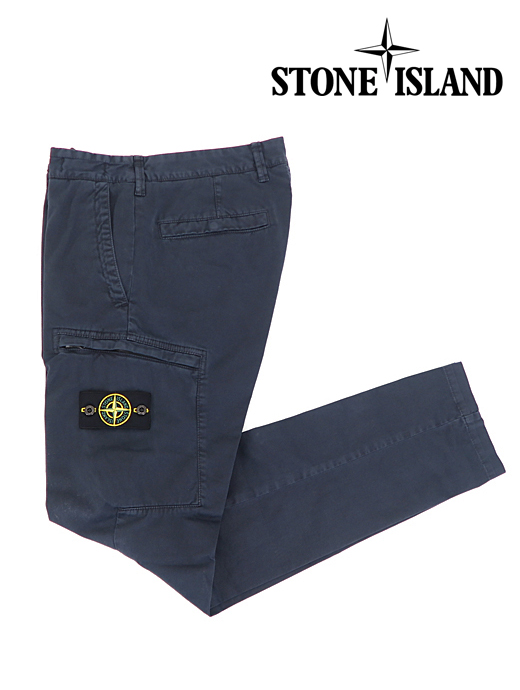 STONE ISLAND/ストーンアイランド　スリムカーゴパンツ/ガーメントダイ　sti421406-ネイビー
