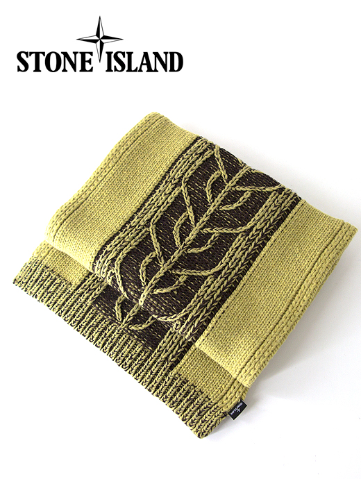 STONE ISLAND/ストーンアイランド　ニットマフラー/ウールナイロン/手洗い可　sti421605-イエロー×ブラック