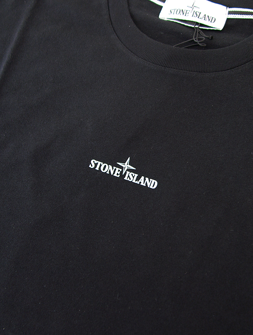 STONE ISLAND/ストーンアイランド　半袖カットソー/Tシャツ/TRICROMIA THREE PRINT_GARMENT DYED　sti440221-ブラック