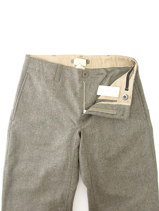 Ten c/テンシー　カーゴパンツ/ウォッシャブルフランネルウール/WOOL FLANNEL CHINO TROUSERS　ten482006-グリーングレー