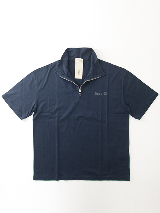 Ten c/テンシー　ハーフジップポロシャツ/半袖カットソー/COMBED COTTON JERSEY　ten500804-ネイビー