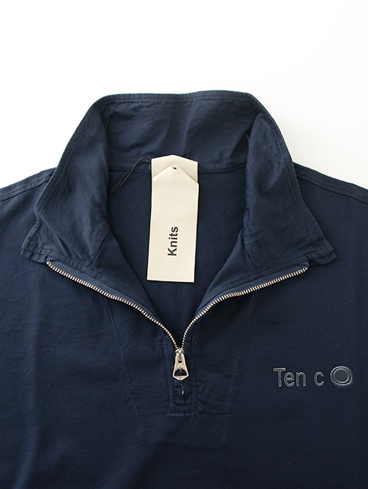 Ten c/テンシー　ハーフジップポロシャツ/半袖カットソー/COMBED COTTON JERSEY　ten500804-ネイビー