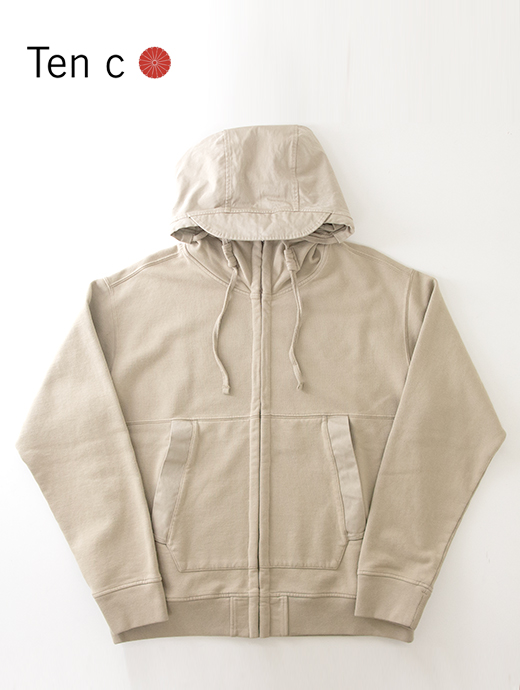 Ten c/テンシー　ジップアップスウェットフーディ　ten502001-カーキベージュ