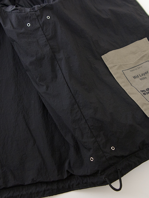Ten c/テンシー　ナイロンジップフーディ/MID LAYER　ten502006-ブラック