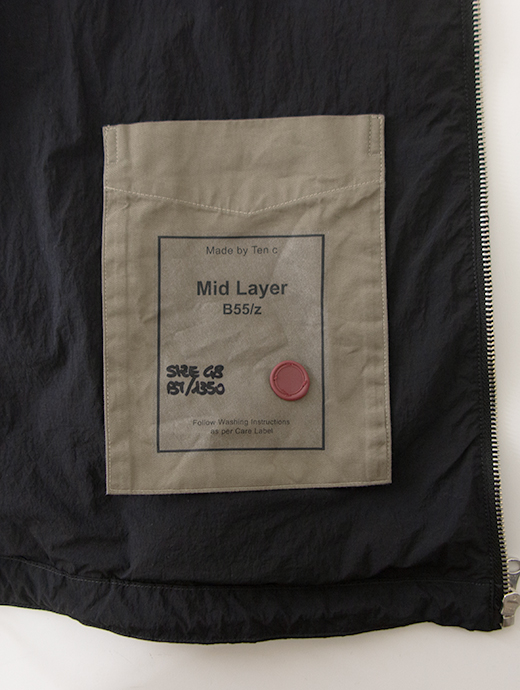 Ten c/テンシー　ナイロンジップフーディ/MID LAYER　ten502006-ブラック