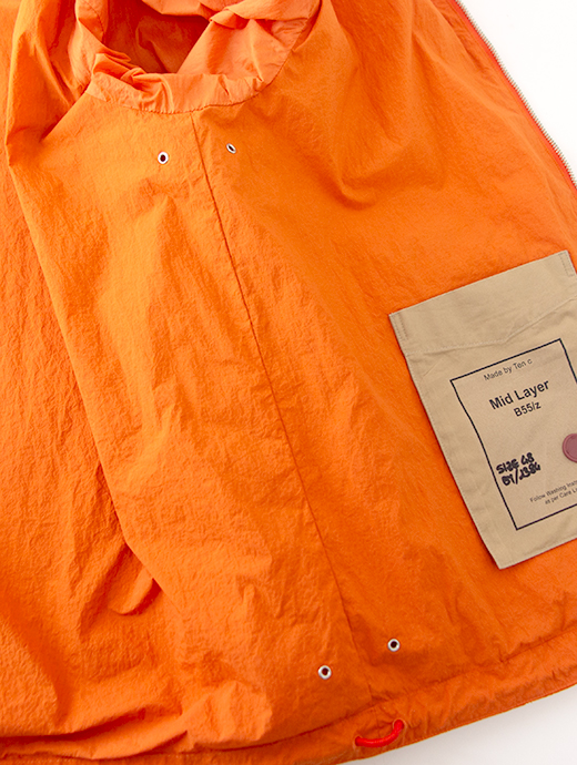 Ten c/テンシー　ナイロンジップフーディ/MID LAYER　ten502007-オレンジ