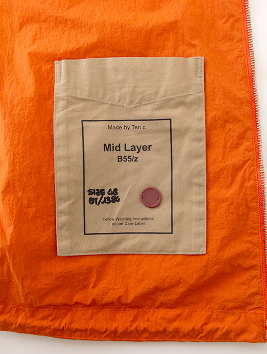 Ten c/テンシー　ナイロンジップフーディ/MID LAYER　ten502007-オレンジ