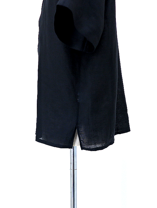 THE SOLE/ザソール　フレンチリネン/オープンカラープルオーバーシャツ　tso520801-ブラック