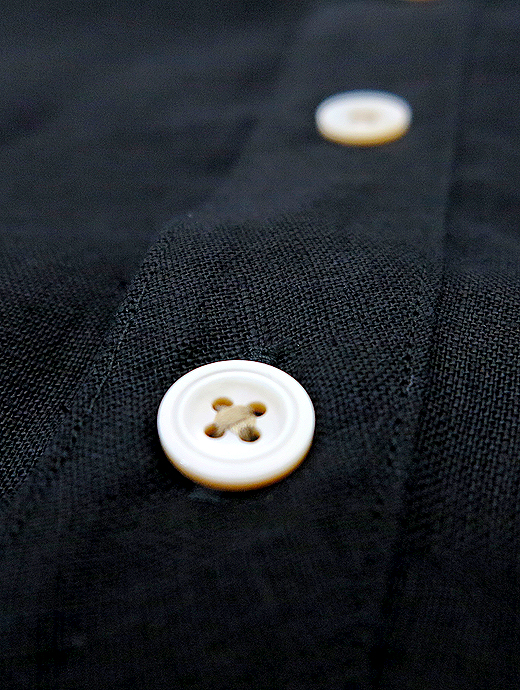 THE SOLE/ザソール　フレンチリネン/オープンカラープルオーバーシャツ　tso520801-ブラック