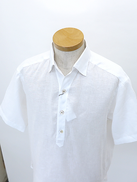 THE SOLE/ザソール　フレンチリネン/オープンカラープルオーバーシャツ　tso520802-ホワイト