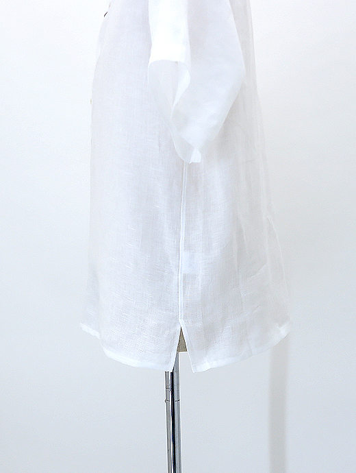 THE SOLE/ザソール　フレンチリネン/オープンカラープルオーバーシャツ　tso520802-ホワイト