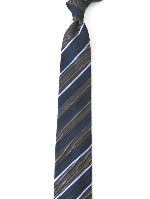 UMBERTO FORNARI/ウンベルト・フォルナリ　ネクタイ/シルク　umb502401-ネイビー×ブラウン