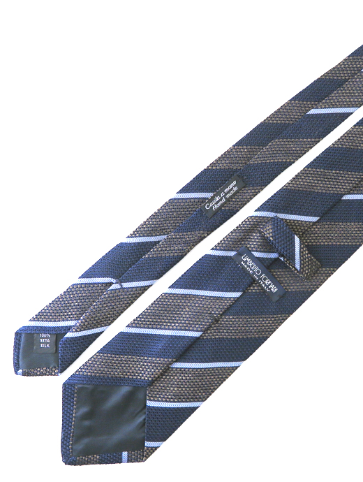 UMBERTO FORNARI/ウンベルト・フォルナリ　ネクタイ/シルク　umb502401-ネイビー×ブラウン