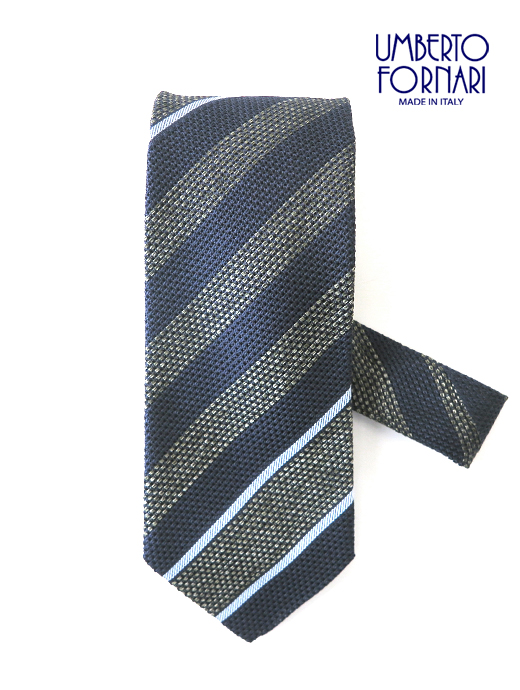 UMBERTO FORNARI/ウンベルト・フォルナリ　ネクタイ/シルク　umb502402-ネイビー×グリーン