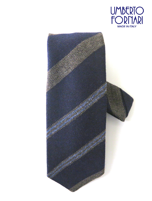 UMBERTO FORNARI/ウンベルト・フォルナリ　ネクタイ/ウール　umb502405-ネイビー×ブラウン