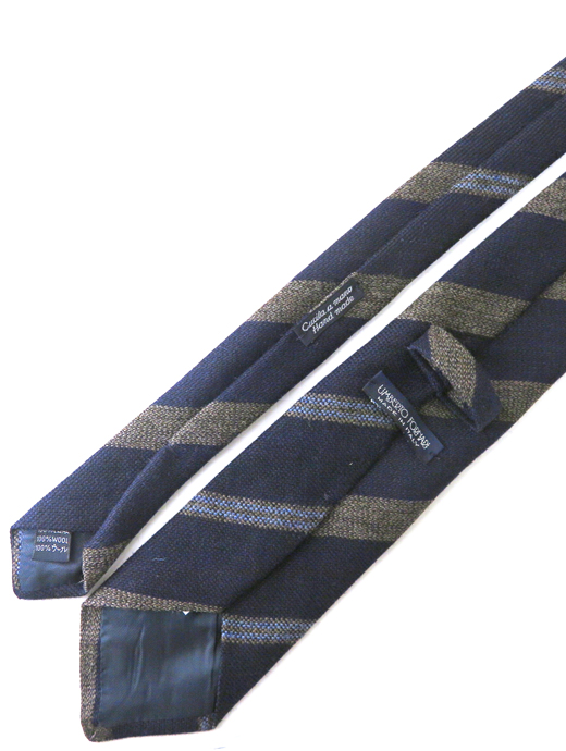 UMBERTO FORNARI/ウンベルト・フォルナリ　ネクタイ/ウール　umb502405-ネイビー×ブラウン