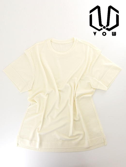 VOW/ボウ　メリノウールTシャツ/Super120'sジャージー/洗濯可　vow440401-オフホワイト
