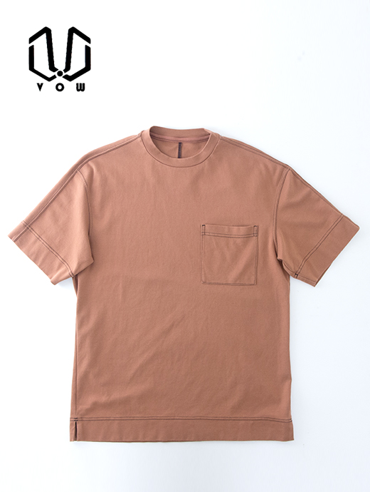 VOW/ボウ　カシミヤライクコットンTシャツ/ブリーチ加工/クルーネック　vow501002-ブリック