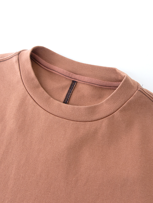 VOW/ボウ　カシミヤライクコットンTシャツ/ブリーチ加工/クルーネック　vow501002-ブリック