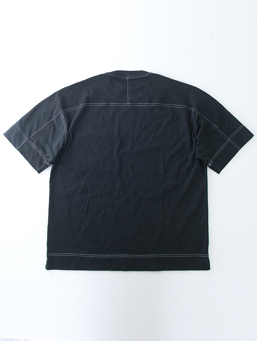 VOW/ボウ　カシミヤライクコットンTシャツ/ガーメントダイ/クルーネック　vow501011-ステッチドブラック