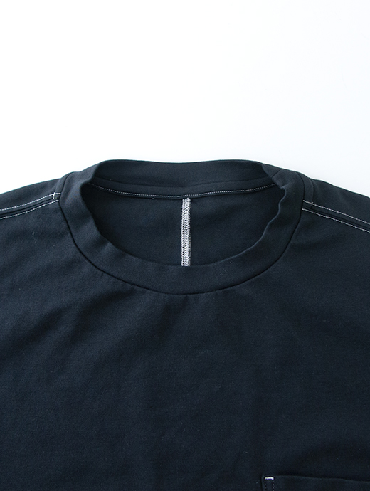 VOW/ボウ　カシミヤライクコットンTシャツ/ガーメントダイ/クルーネック　vow501011-ステッチドブラック