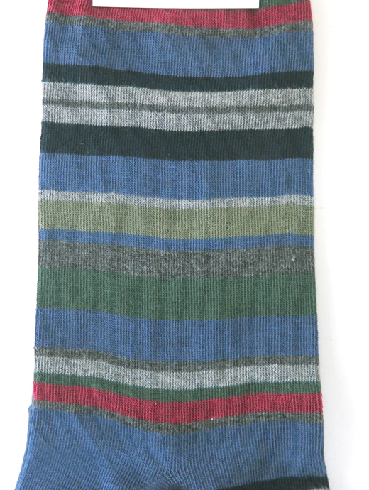 VOW/ボウ　ハイゲージコットンソックス/マルチボーダー　vow520202-ブルー×グリーン