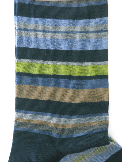 VOW/ボウ　ハイゲージコットンソックス/マルチボーダー　vow520203-ネイビー×ライトグリーン