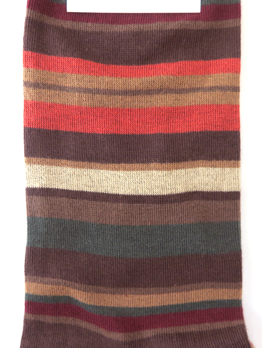 VOW/ボウ　ハイゲージコットンソックス/マルチボーダー　vow520204-ブラウン×オレンジ