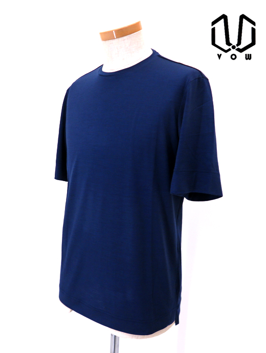 VOW/ボウ ウールカシミアTシャツ/クルーネック/洗濯可 vow520412-ブルー