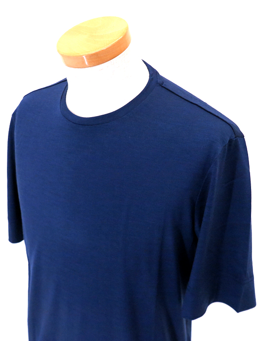 VOW/ボウ　ウールカシミアTシャツ/クルーネック/洗濯可　vow520412-ブルー
