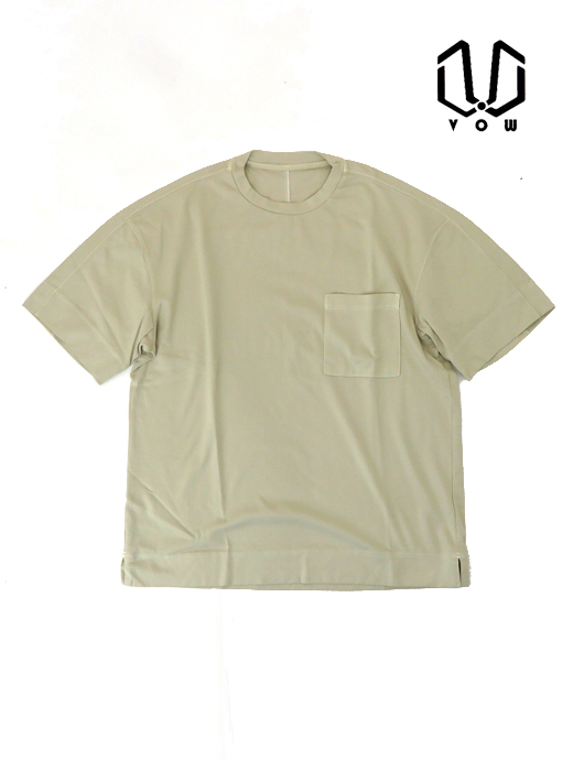 VOW/ボウ　カシミヤライクコットンTシャツ/クルーネック　vow520606-ホワイトベージュ