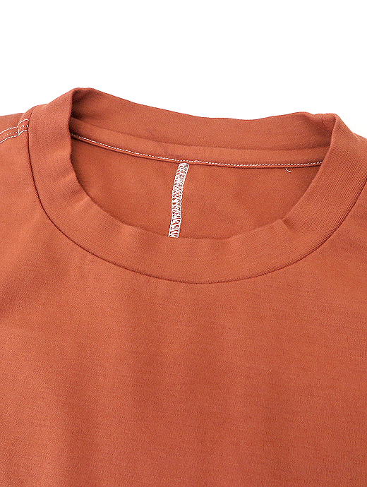 VOW/ボウ　カシミヤライクコットンTシャツ/クルーネック　vow521003-ブリック