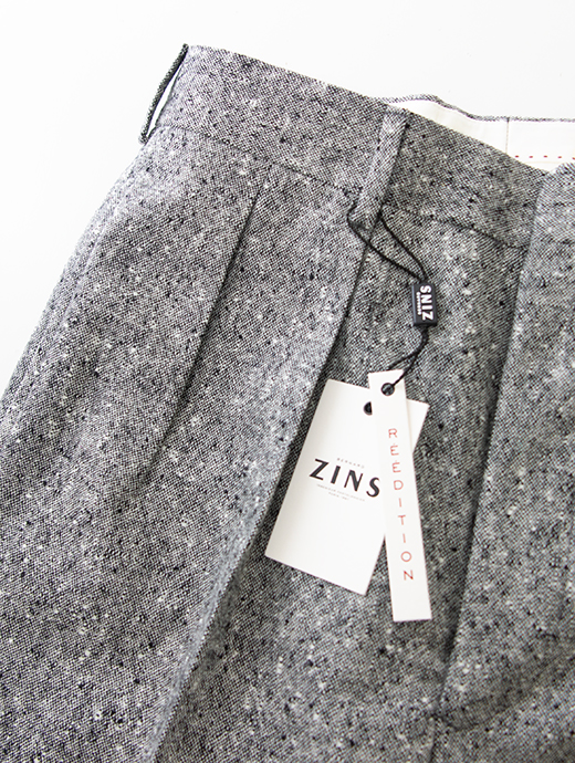 BERNARD ZINS/ベルナール ザンス　モノトーンホームスパン/2インプリーツスラックス/H8　zin502201-グレー