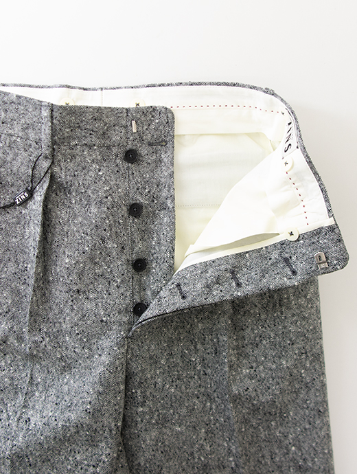 BERNARD ZINS/ベルナール ザンス　モノトーンホームスパン/2インプリーツスラックス/H8　zin502201-グレー