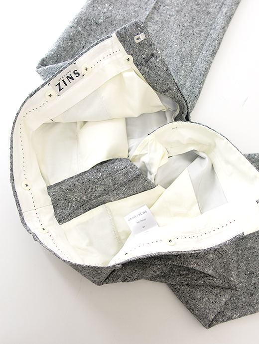 BERNARD ZINS/ベルナール ザンス　モノトーンホームスパン/2インプリーツスラックス/H8　zin502201-グレー